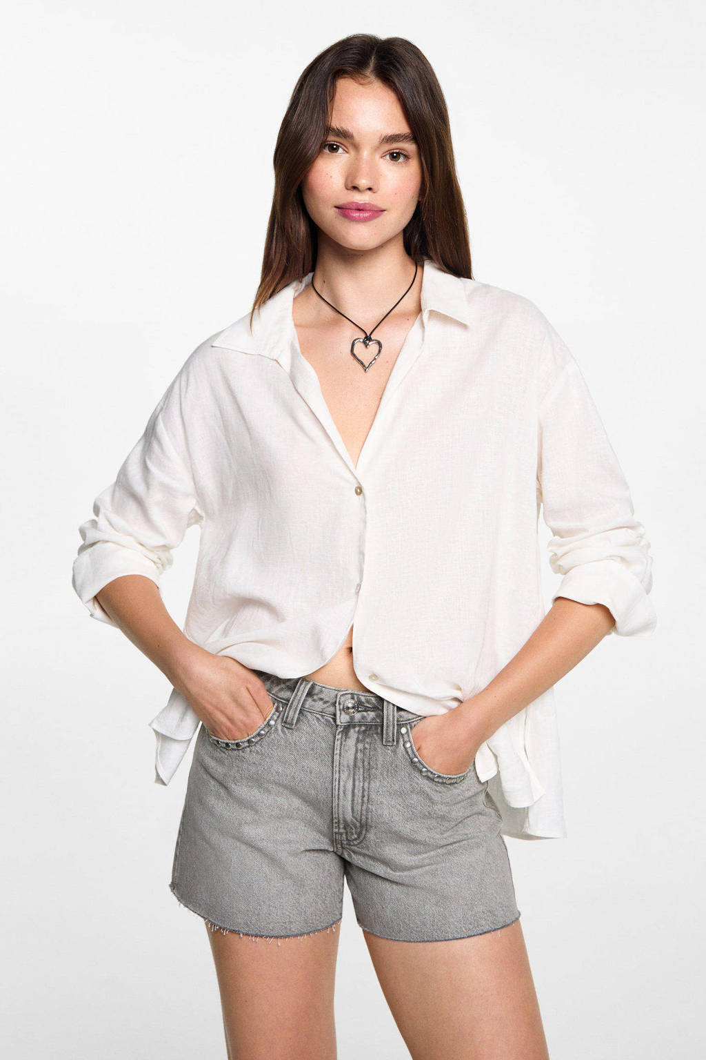 MANGO TEEN denim short grey denim