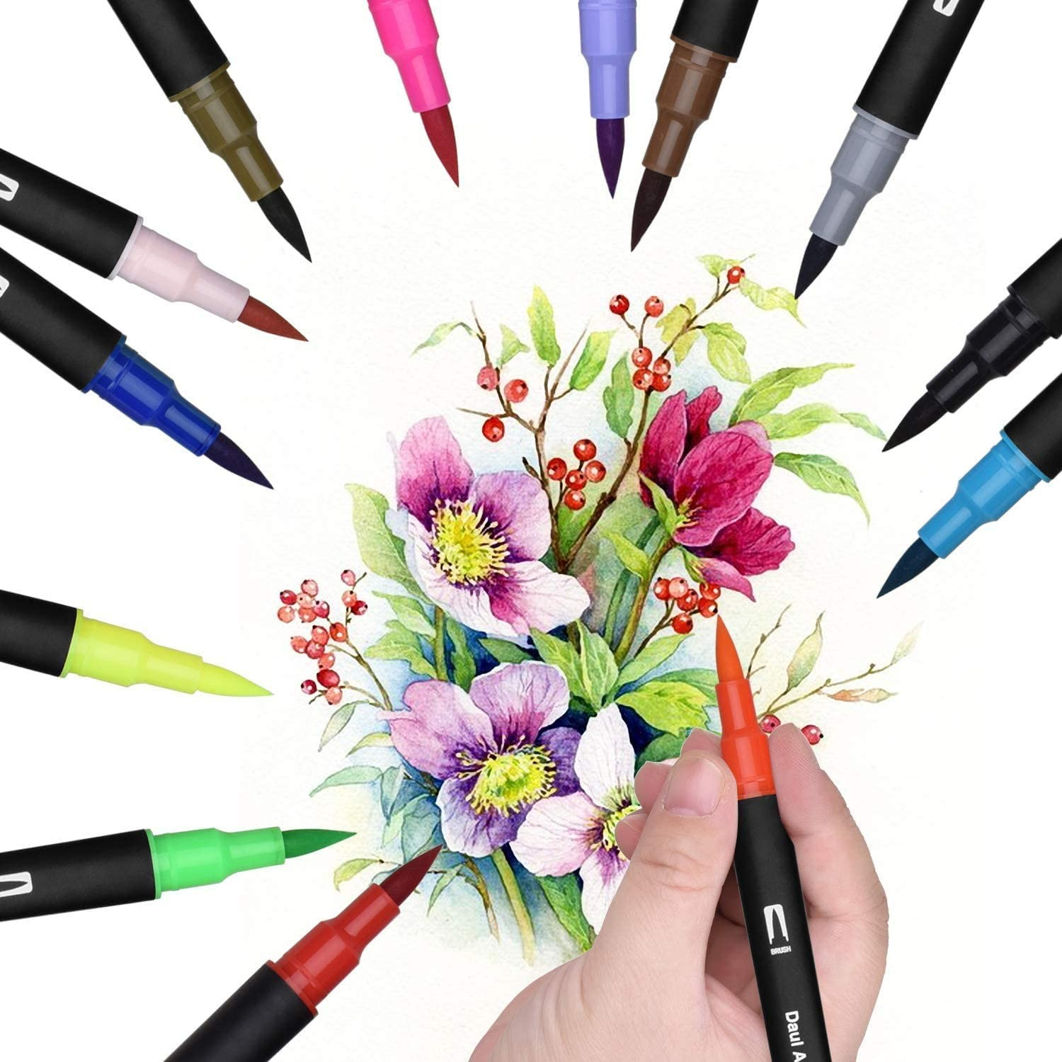 (48er Set) Künstler Doppelspitz Mal Filzstifte Dual Brush Pen Fineliner / Handlettering Stifte