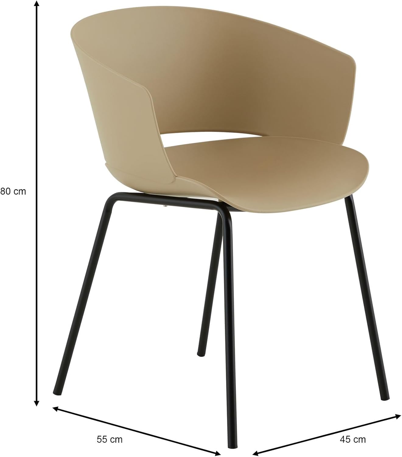 IDIMEX Gartenstuhl NIVEL im 4er Set aus Alu und Kunststoff in beige, schlanker Terrassenstuhl aus Polypropylen und Metall, Sitzschale UV-beständig