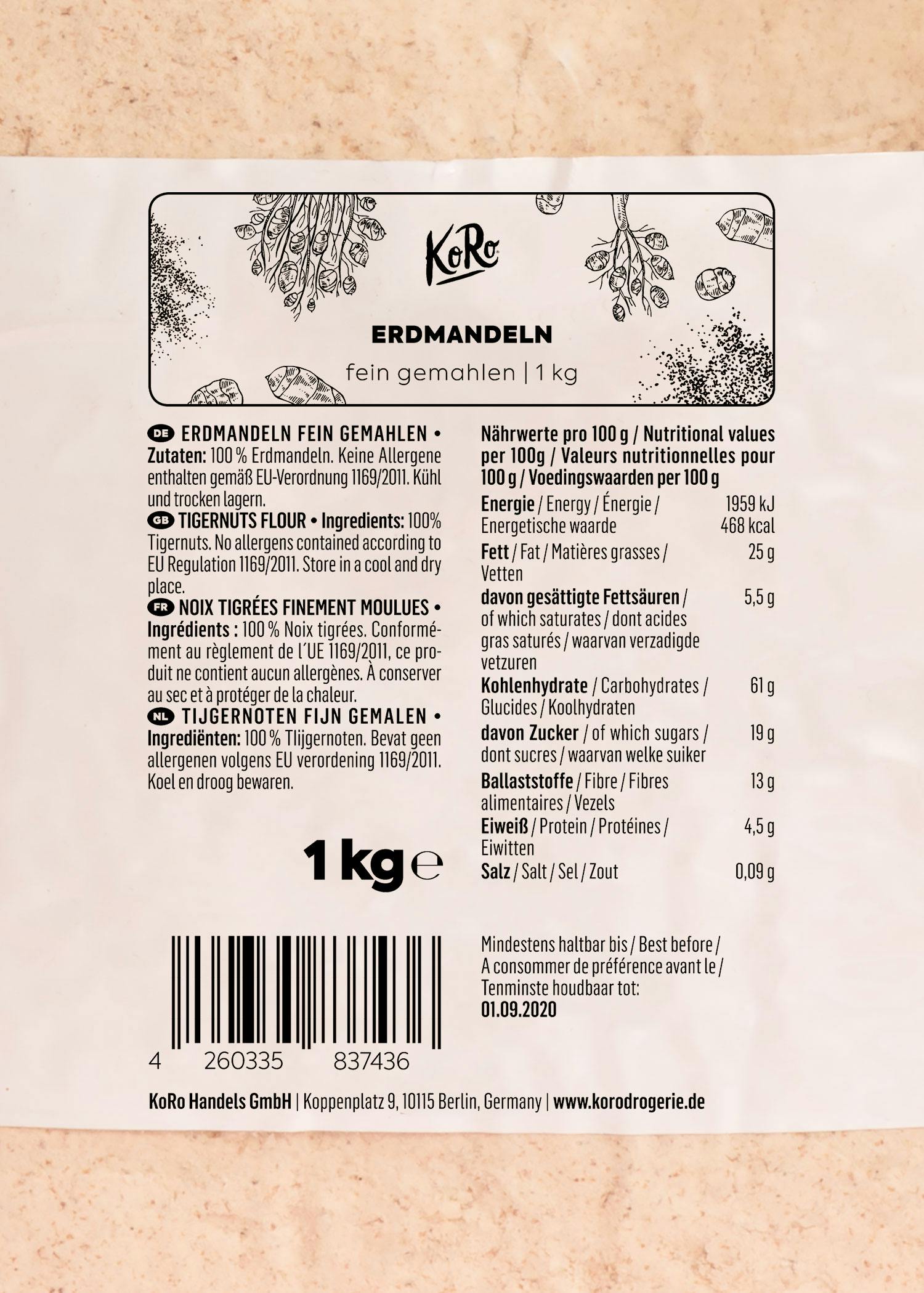 Fein gemahlene Erdmandeln 1 kg
