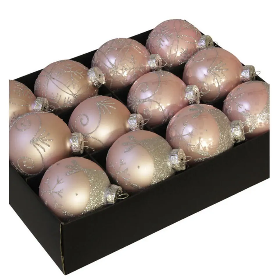 Othmar Decorations Luxe kerstballen - 12x - roze - 7,5 cm - glas
