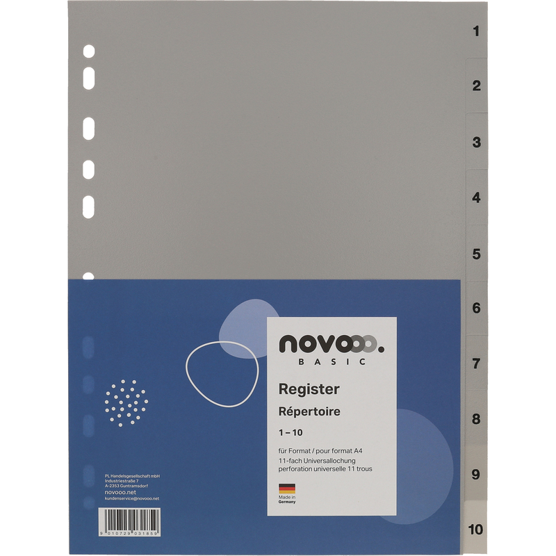 novooo Register Basic, grau, A4, 1-10