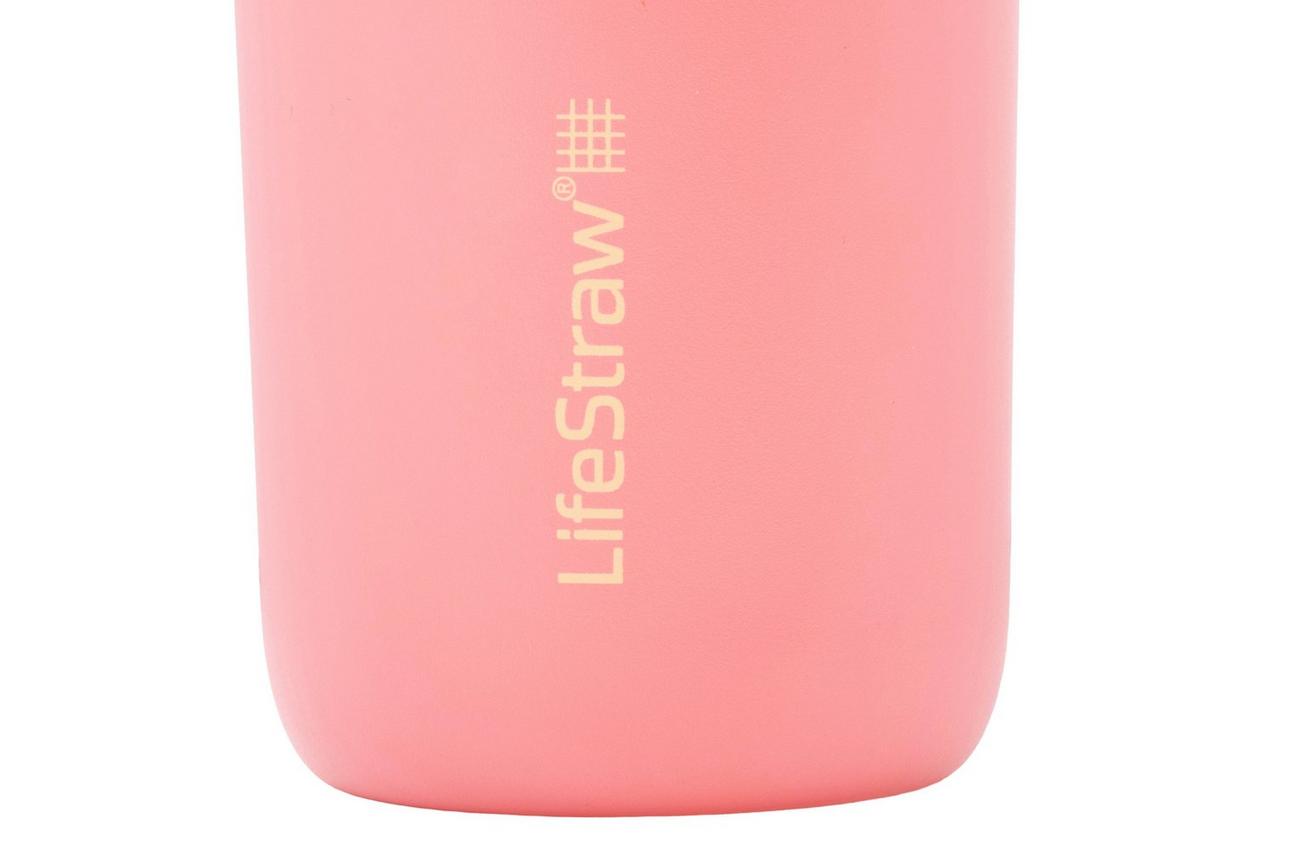 LifeStraw Go Steel Tumbler Apricot Pink, drinkbeker met waterfilter, 530 ml