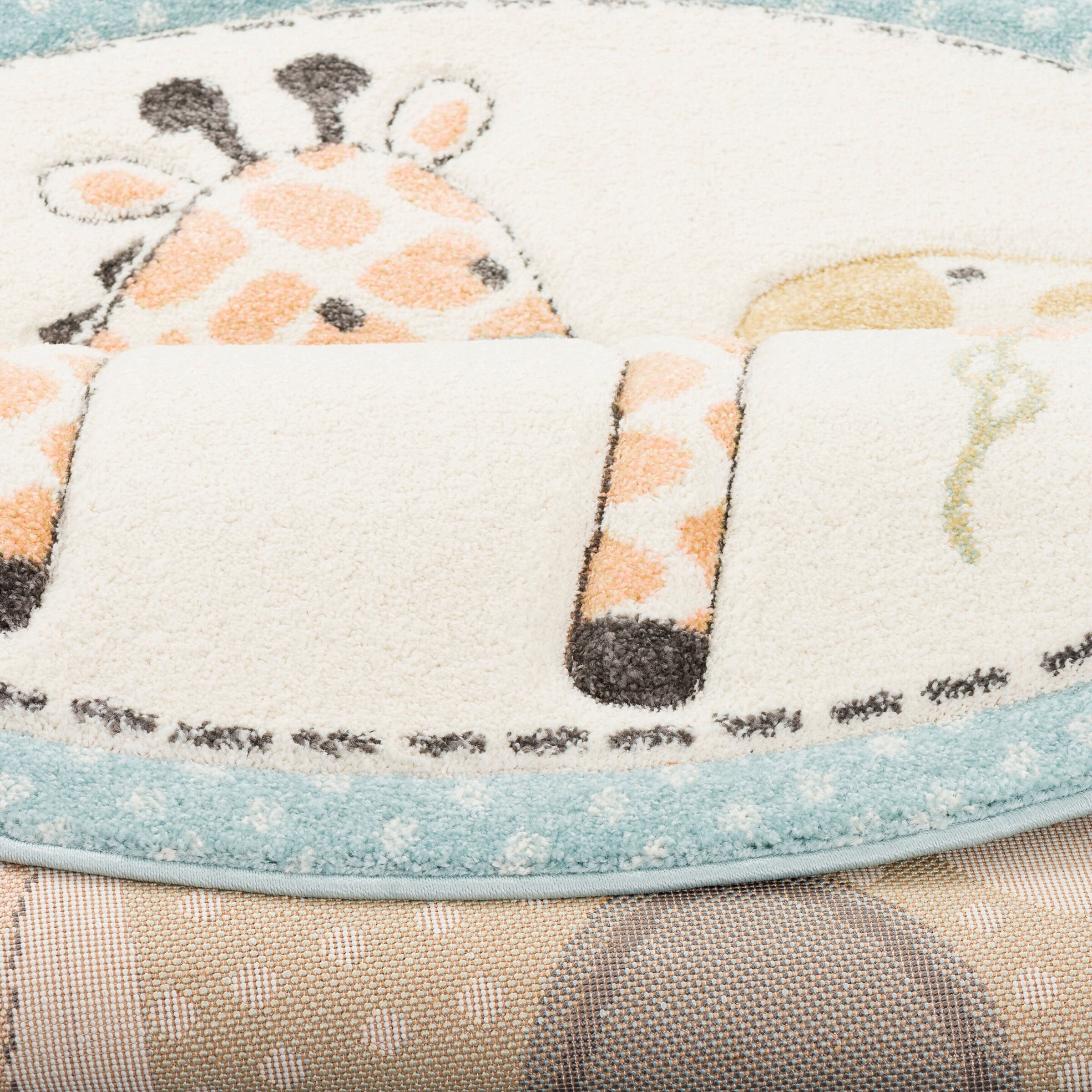 Pergamon Kinder Teppich Maui Kids Safari Tiere Bunt Rund Bunt