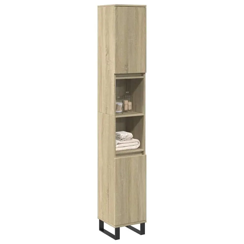 vidaXL - Kolomkast met 2 deuren 2 vakken - Sonoma eiken - Hout - 30x30x190 cm
