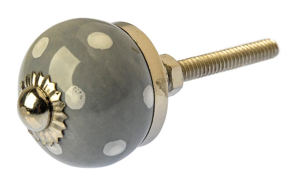 Möbelgriff handgemacht, Ø 2.7 cm, Grau/SilberMöbelknauf mit Muster