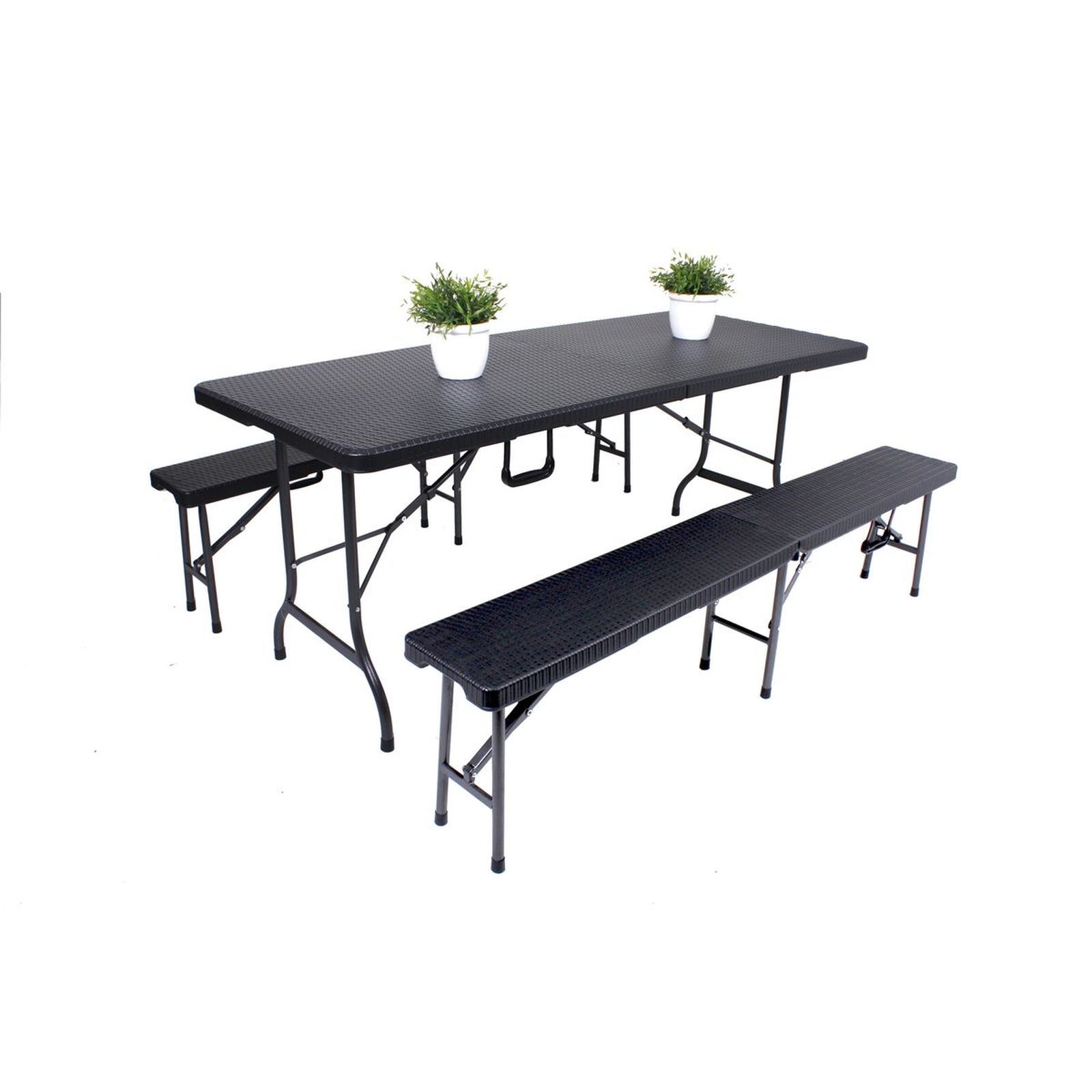 3-teilige Sitzgarnitur VENTANA - grau-schwarz - Polyrattan - 180 cm