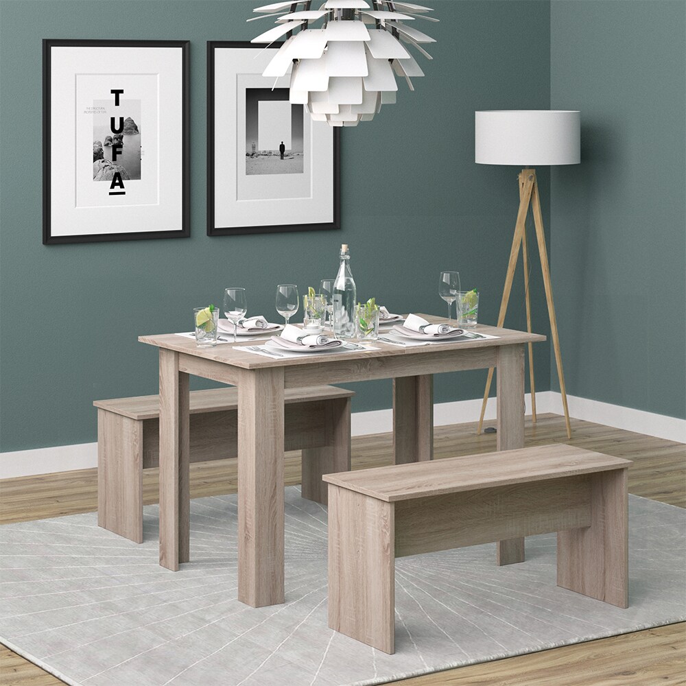 Vicco Tischgruppe Sitzgruppe Esszimmer Sentio Esstisch Sitzbank Sonoma 110 cm