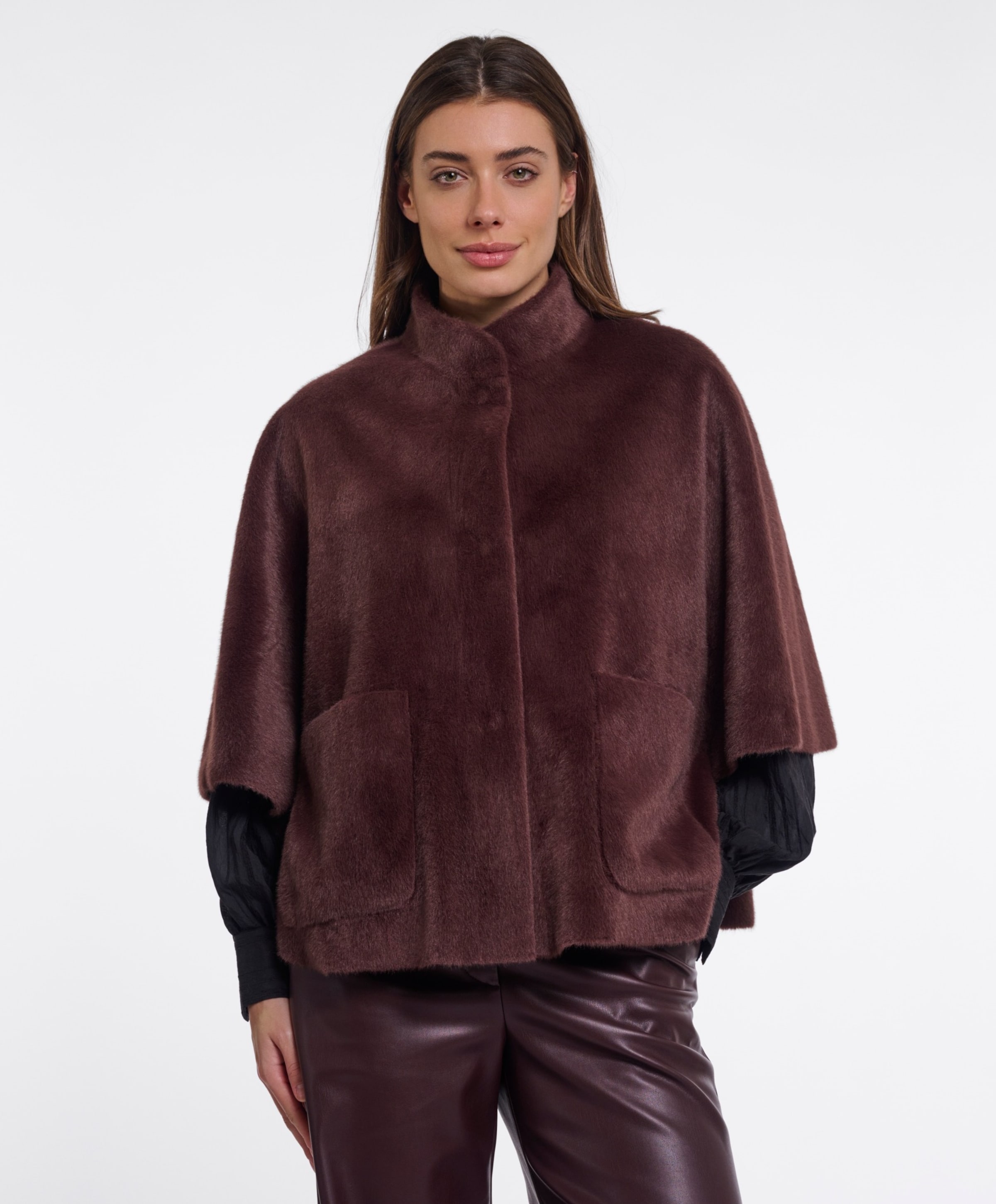 Rino & pelle Dames cape bruin