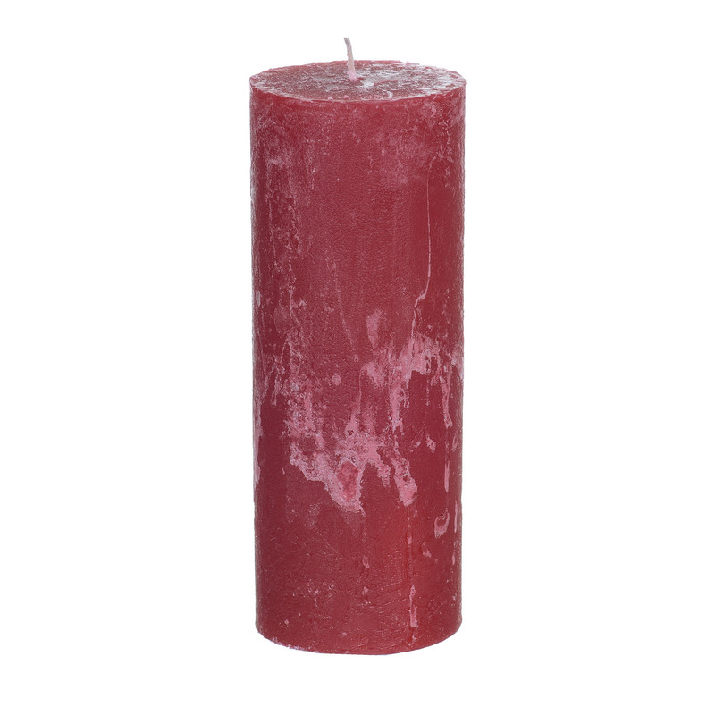Kaars rustiek - rood - ø7x18 cm