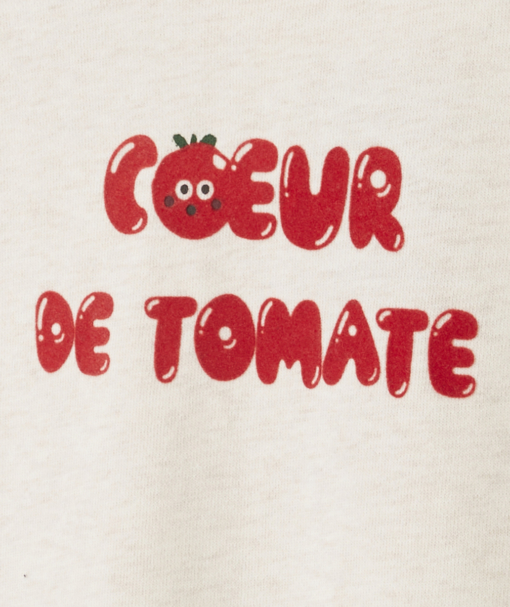 T-SHIRT BÉBÉ FILLE EN COTON BIO AVEC MESSAGE ROUGE TOMATE