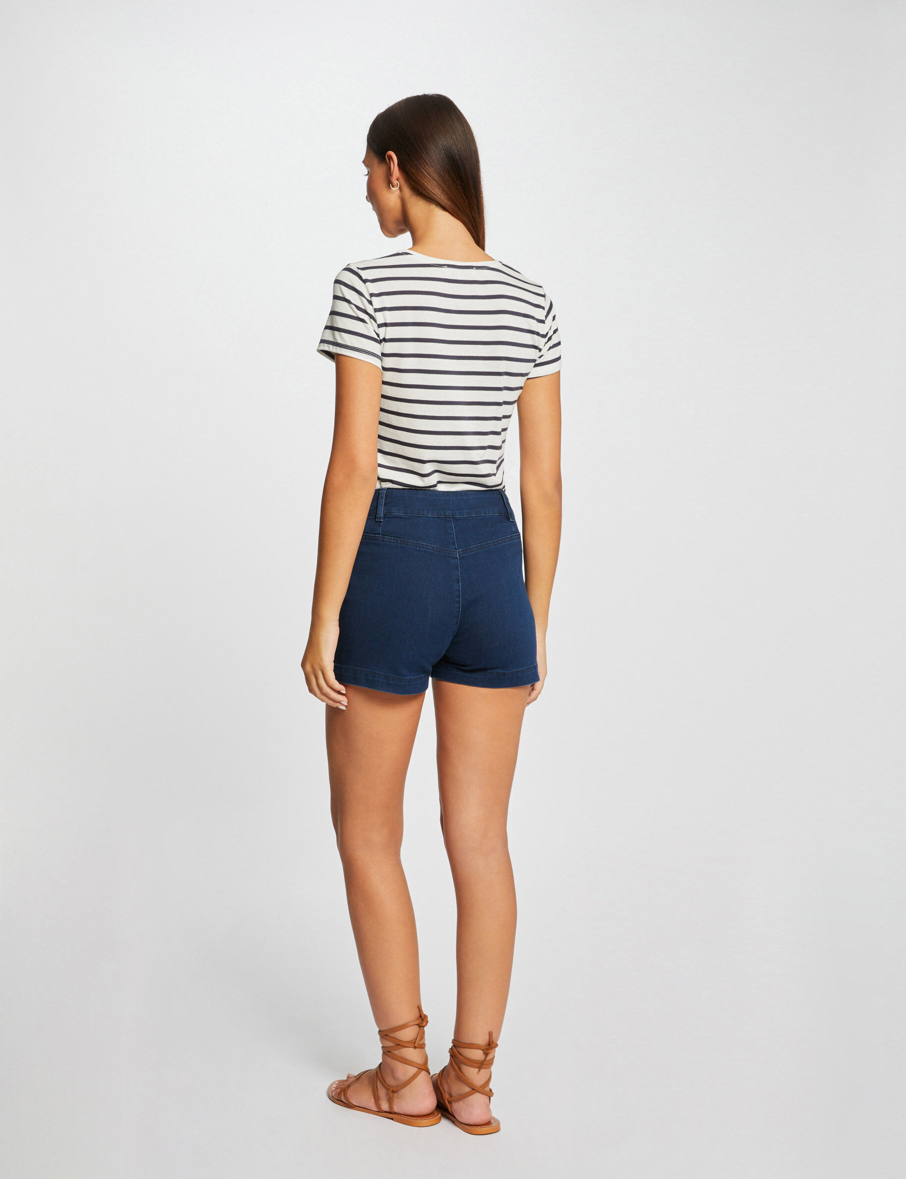 T-shirt manches courtes à rayures marine femme - marine