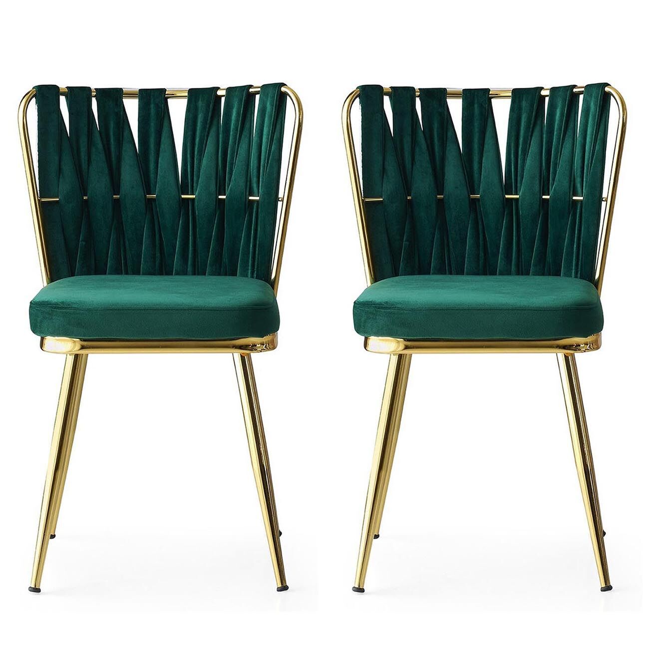 Homitis 2 Chaises Kusakli doré/vert - 43x82x43 cm