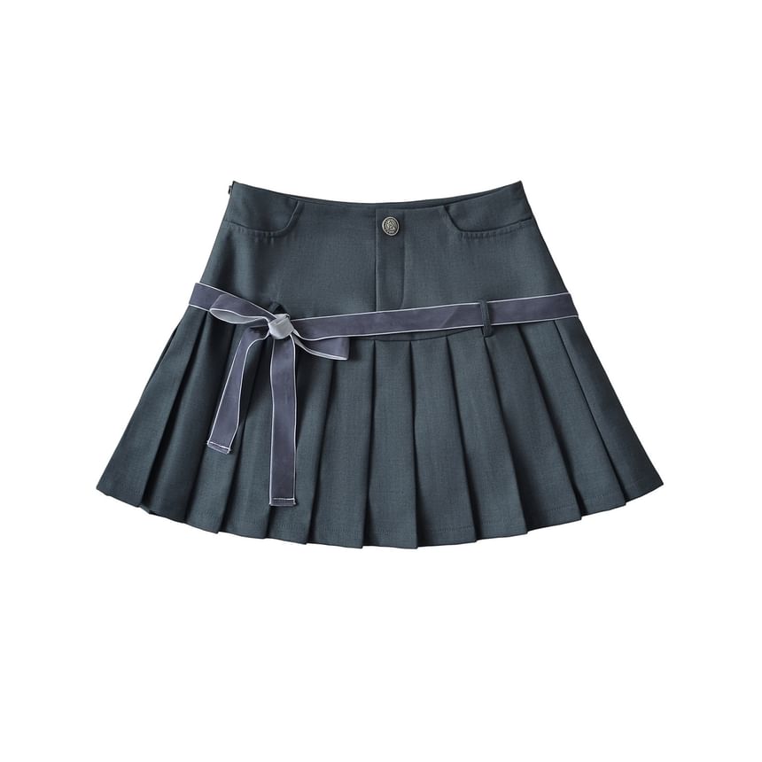 Sundine - Mini A-lijn rok met hoge taille en strikplooien