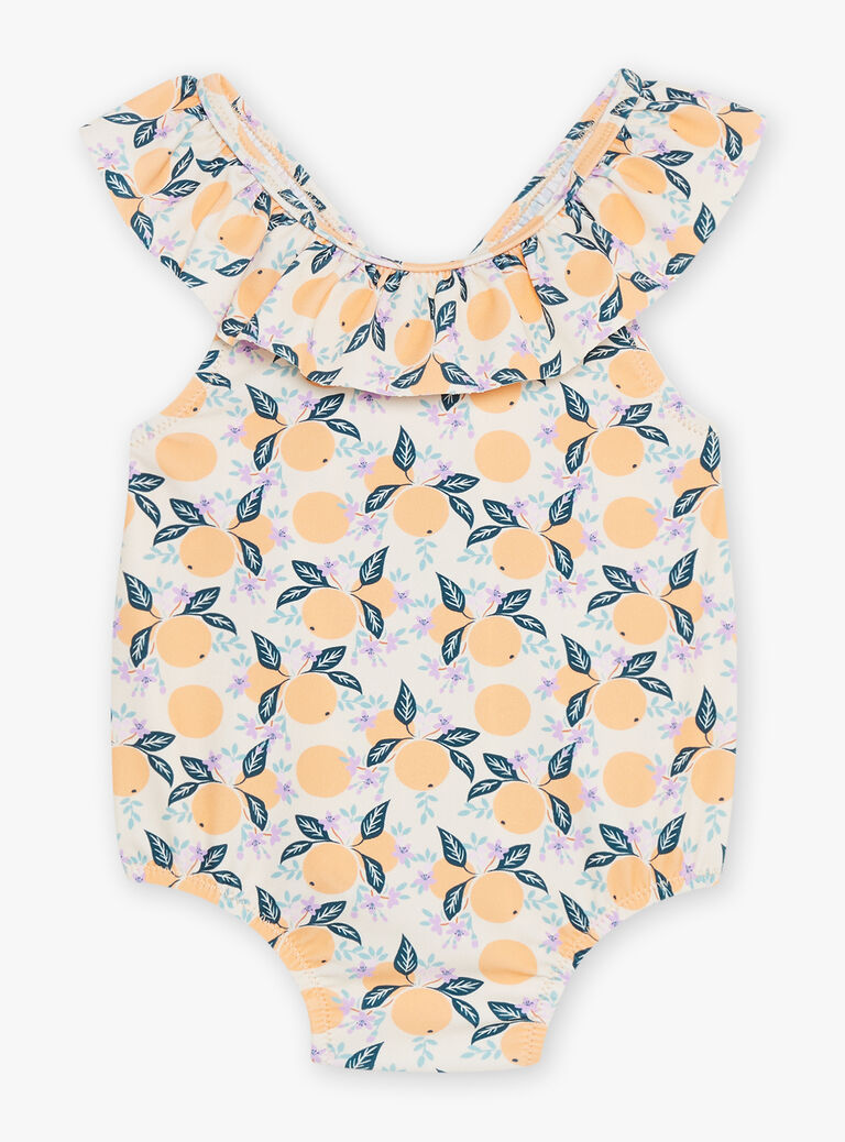 Maillot de bain 1 pièce orange et bleu à imprimé clémentines