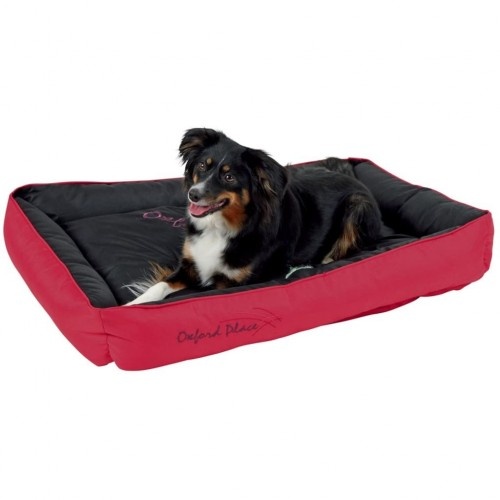 Cama retangular para cães Oxford Place, vermelha.