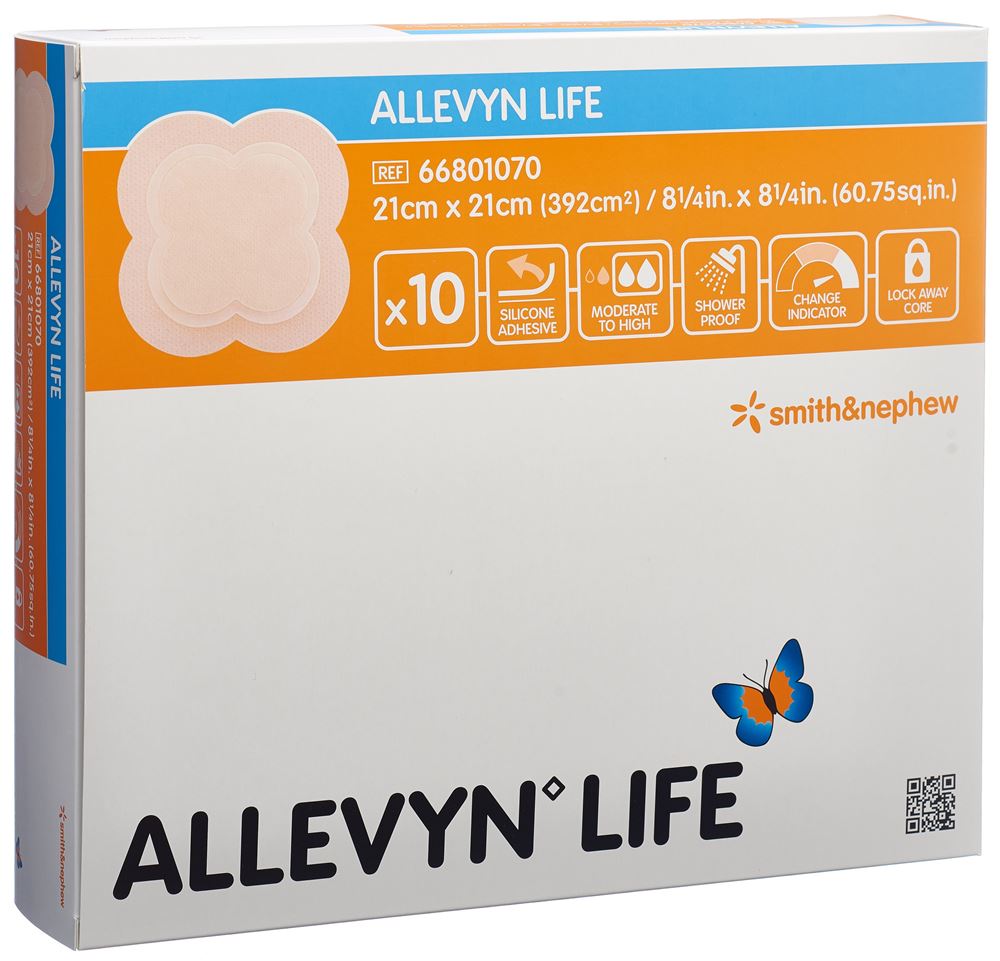 ALLEVYN Silikon-Schaumverband<br>10 Stück, 21x21cm