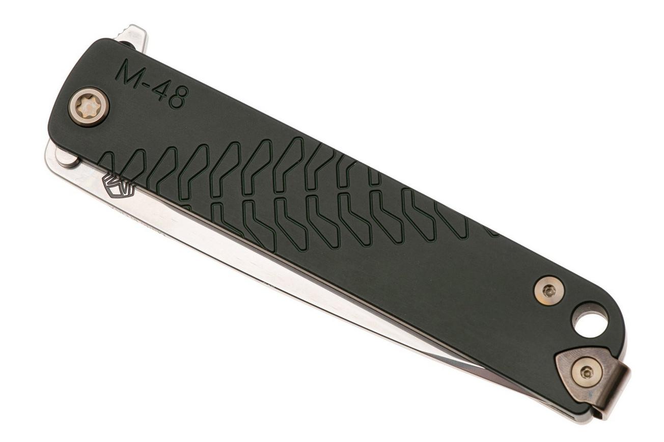 Medford M-48, 25-M48-02, S45VN Tumbled Blade, Green Aluminum Handle, Bronze Hardware zakmes