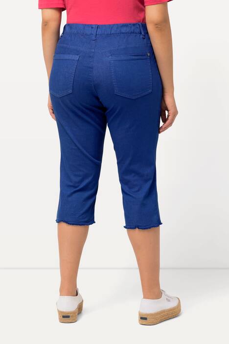 Caprihose Sienna, Fransensaum, schmales Bein, Stretch, kobaltblau