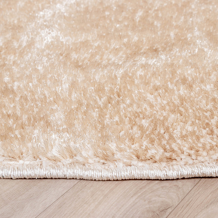 Rond hoogpolig vloerkleed - Glazy creme