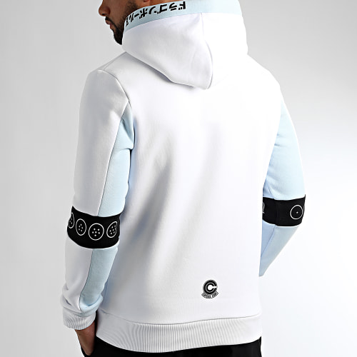 Sweat Capuche Saiyan Vegeta Blanc Bleu Ciel