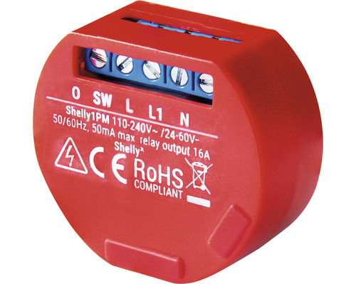 Shelly 1 PM WLAN-relais tot 3500 watt, geschikt voor het aansturen van elektrische apparaten inclusief energiemeting - Compatibel met SMART HOME van hornbach