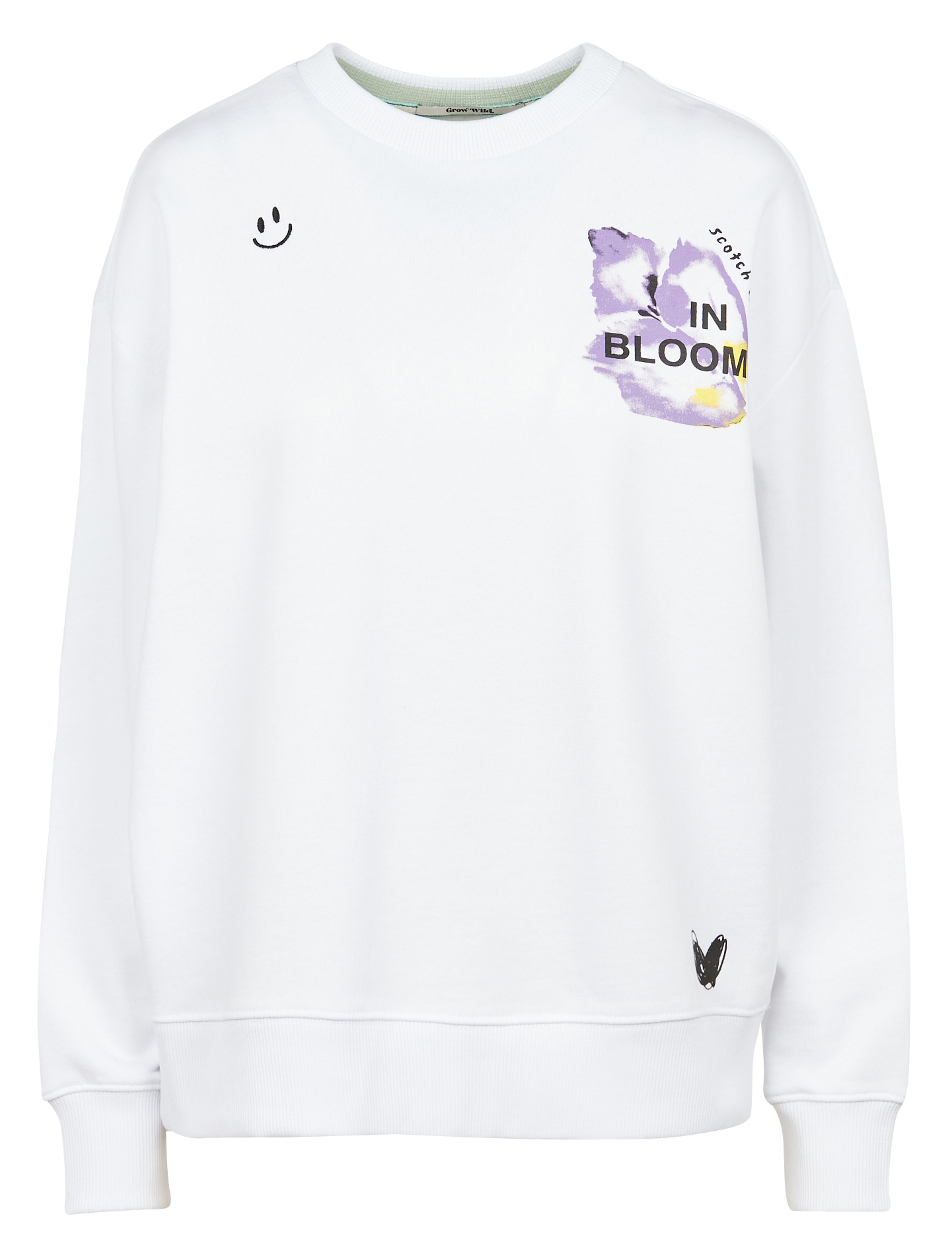 Sweat col rond sérigraphié en coton bio | Blanc