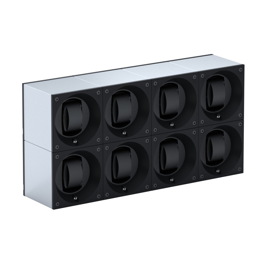 SwissKubik Masterbox Aluminium Silber - 8 Uhren