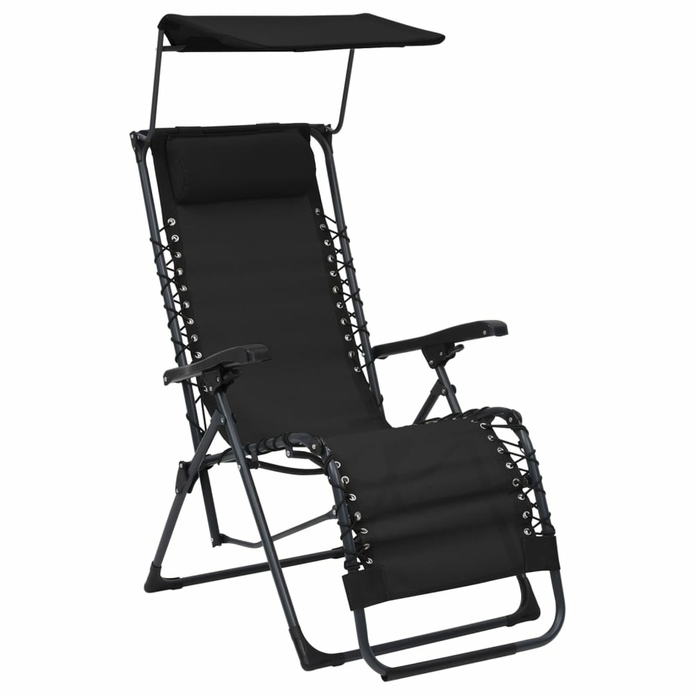 Lot de deux chaises pliables de terrasse textilène noir