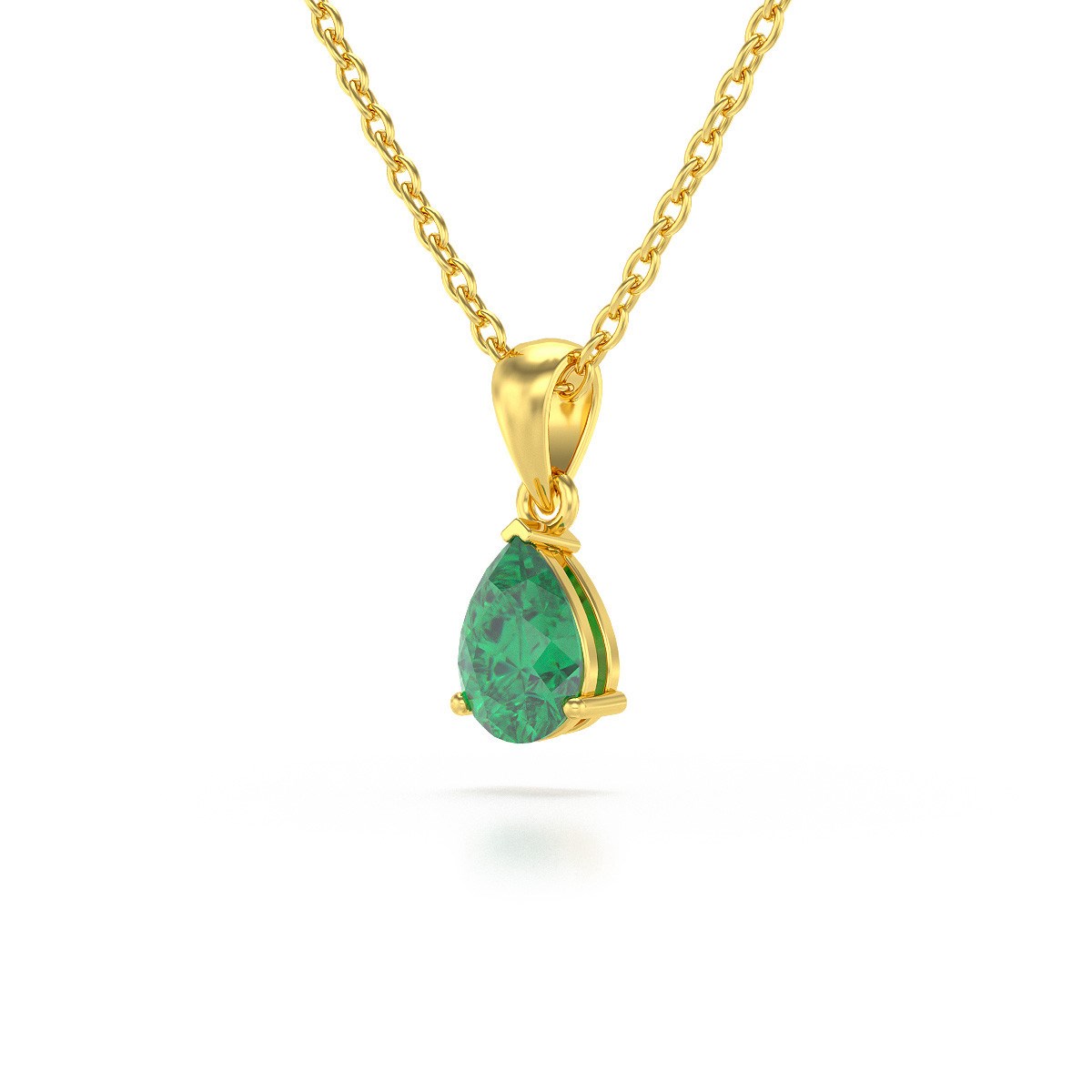 Collier Pendentif ADEN Or 585 Jaune Emeraude Chaine Or 585 incluse 0.49grs