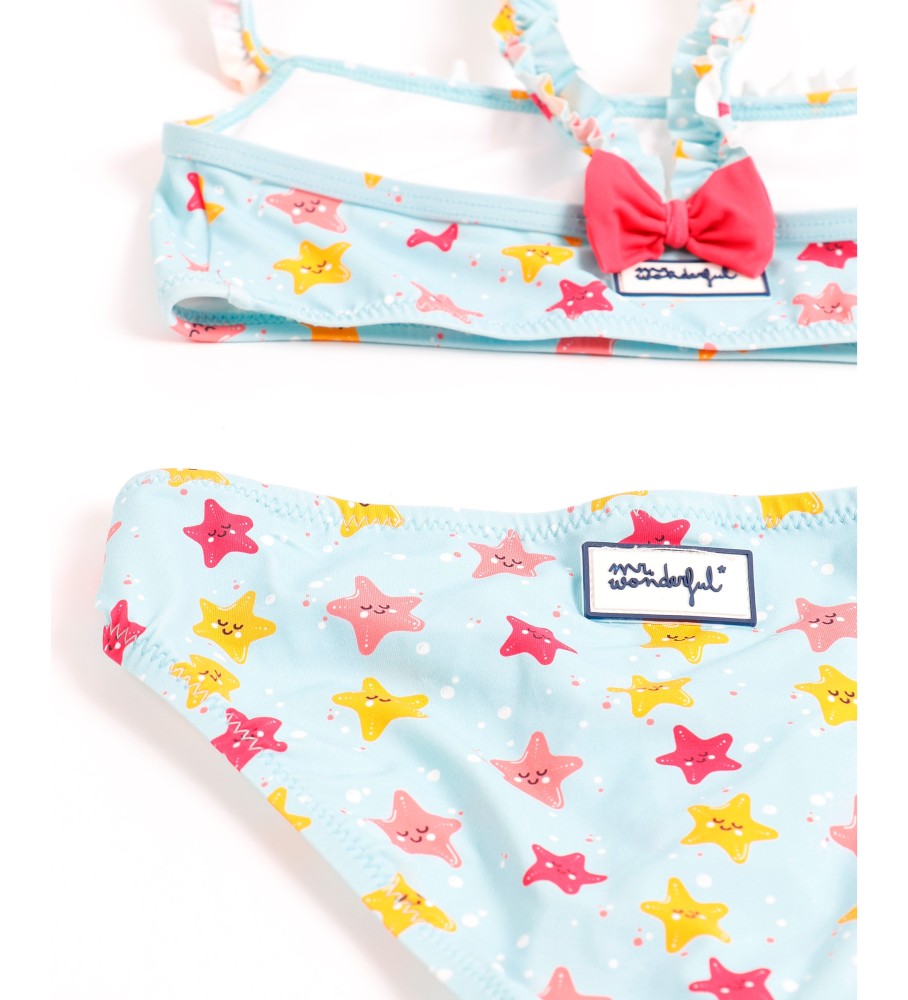Top de biquíni Aznar Innova Stars para meninas, azul