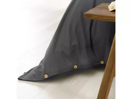 HEDDA - Housse de Couette 260x240cm Flanelle de Coton Coloris Orage