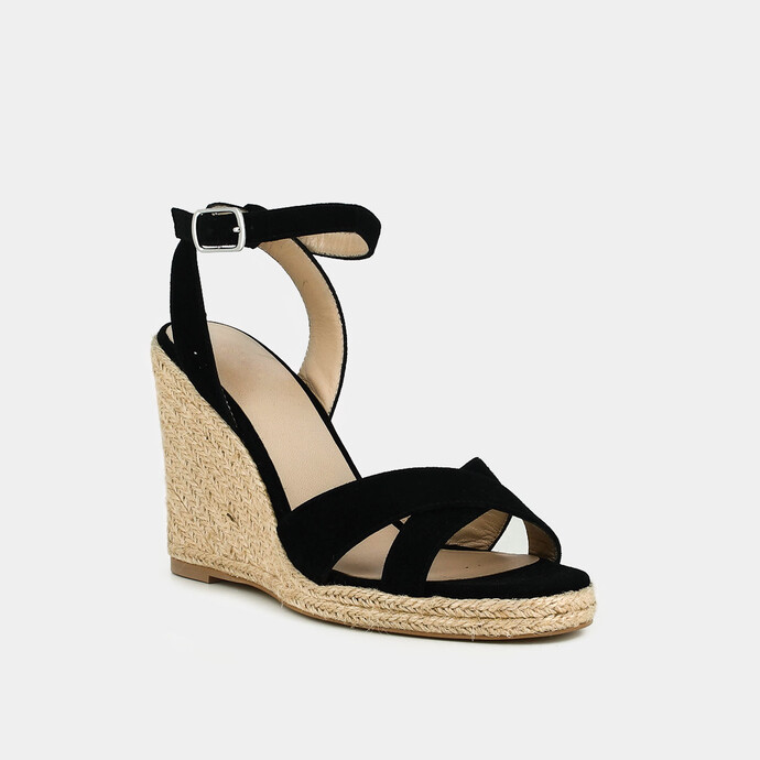 Espadrilles à brides croisées  en velours noir