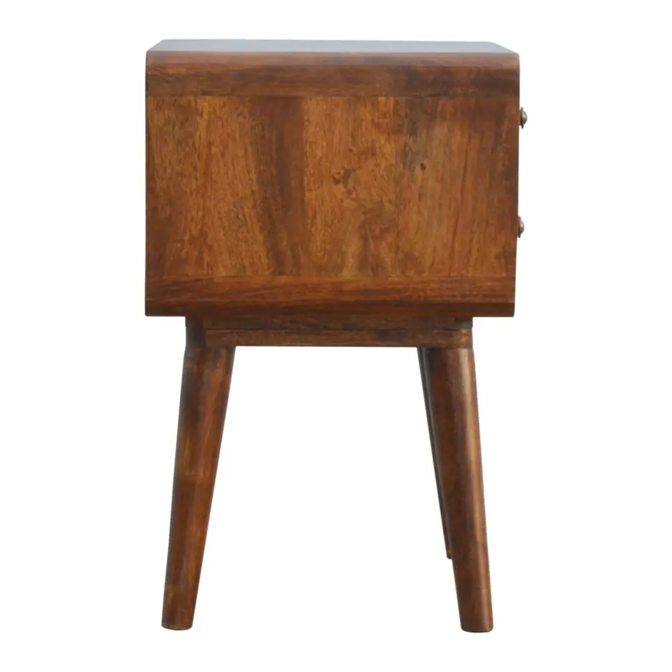 Artisan Furniture Massief Houten Gebogen Nachtkastje met Laden