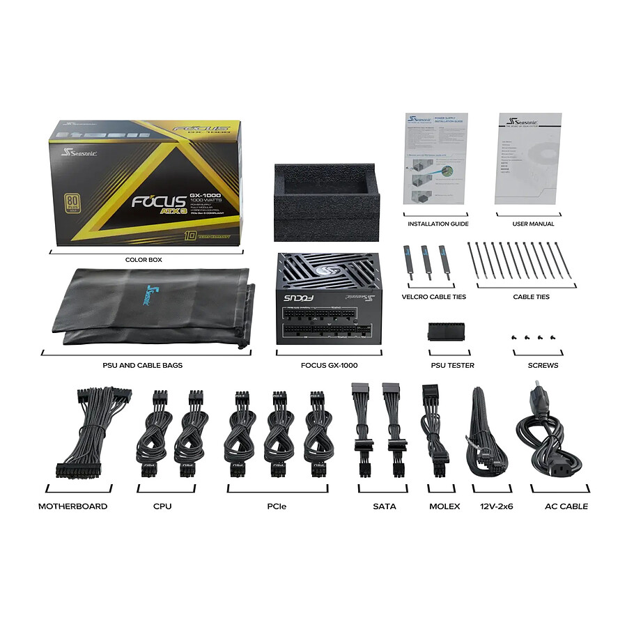 Seasonic FOCUS GX-1000 ATX 3 (2024) - Noir