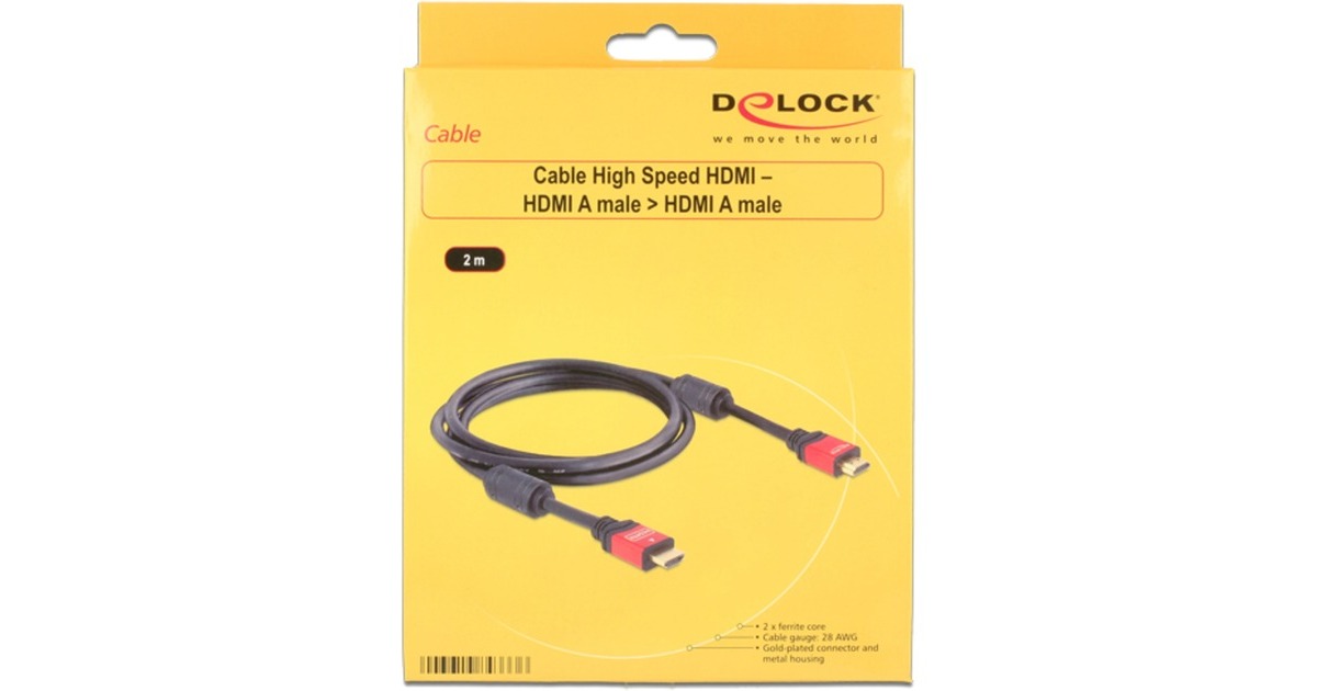 DeLOCKHigh Speed HDMI – HDMI A male > HDMI A male kabel  (Zwart, 2 meter)
