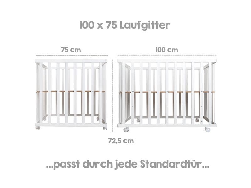 roba Laufgitter auf Rollen 75 x 100 cm Grau Spielgitter inkl. grauer Schutzeinlage & Rollen