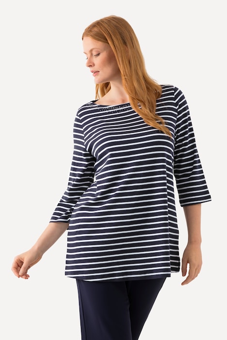 Ringelshirt, Pima Cotton, U-Boot-Ausschnitt, 3/4-Arm