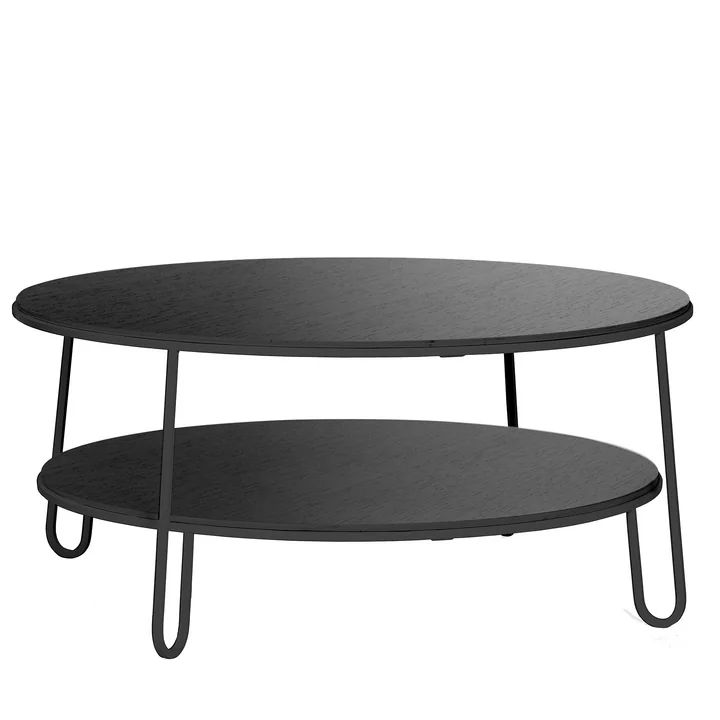 Hartô - Eugénie Couchtisch ∅ 90 cm, Eiche schwarz lackiert / schwarz