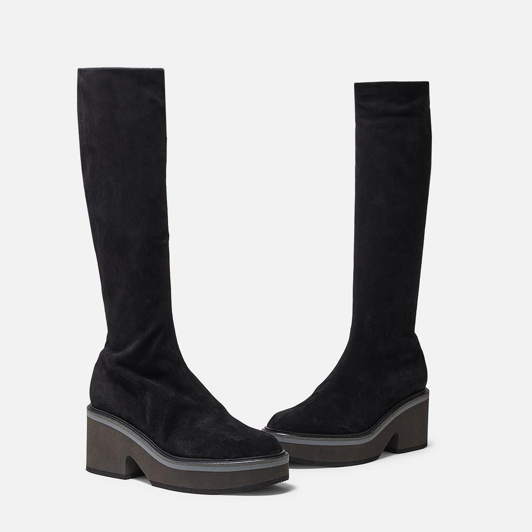 HIGH BOOTS - ANKI boots, black suede lambskin