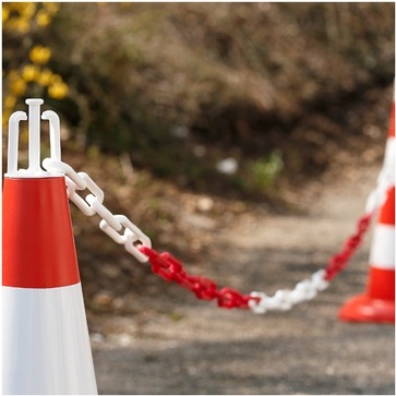 Chaîne de signalisation poteaux - Polyéthylène haute densité - 5m Rouge/Blanc