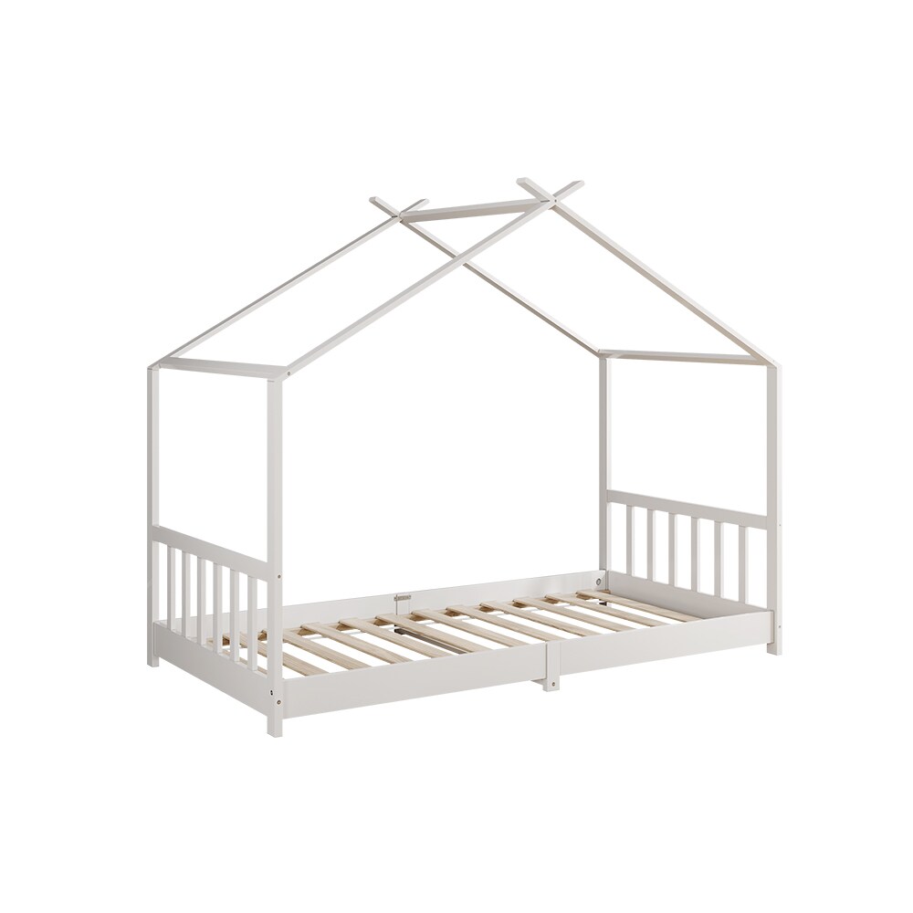 Vitalispa Kinderbett Bettenhaus Einzelbett FrederickeWeiß 160 x 80 cm modern Kinderzimmer Bett Lattenrost Rausfallschutz
