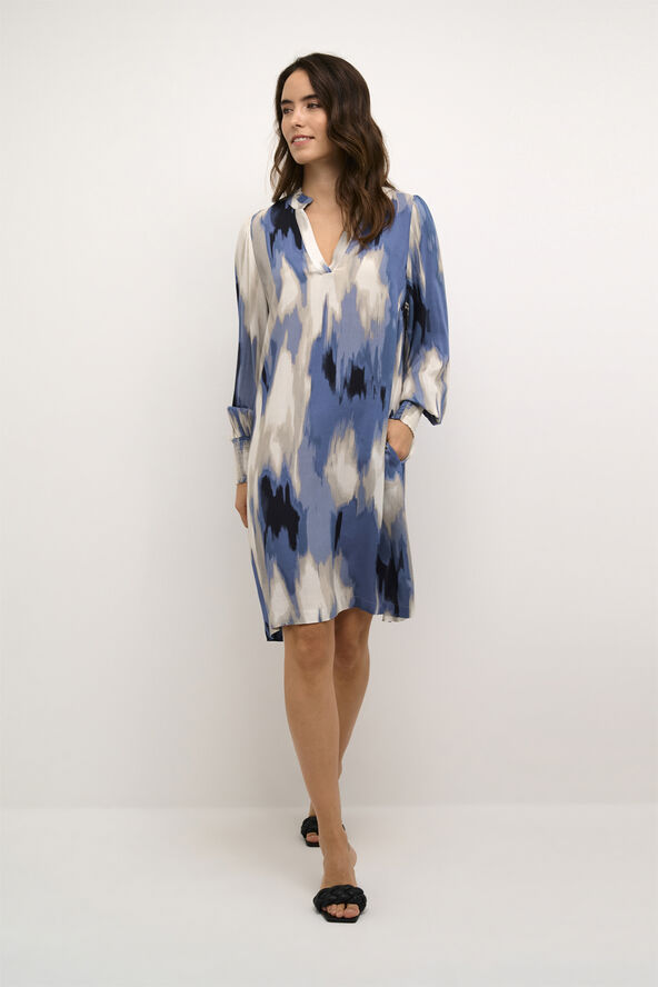 Kaffe KAbeathe Short Dress Blue abstract print