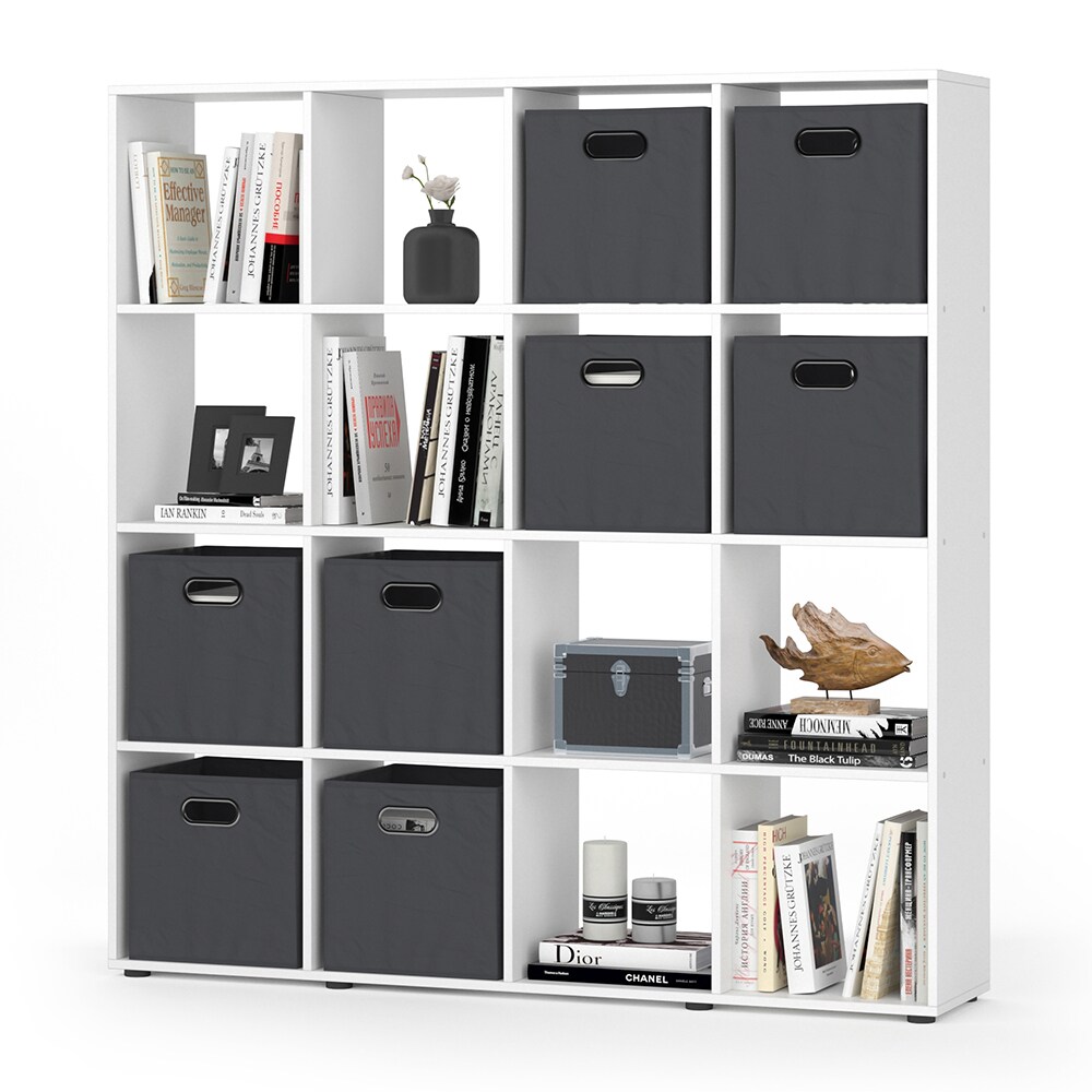 Raumteiler Bücherregal Standregal 16 Fächer Weiß Karree Faltboxen Regal Vicco