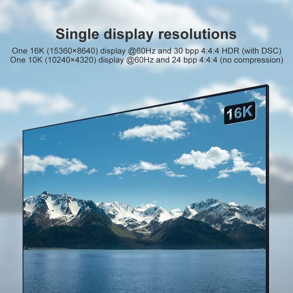 NÖRDIC 2m nylonflettet Displayport 2.1 kabel DP80 UHBR20 80Gbps 16/10/8K60H 4K165/144Hz DSC1.2a HDR HDCP2.2 FreeSync G-Sync