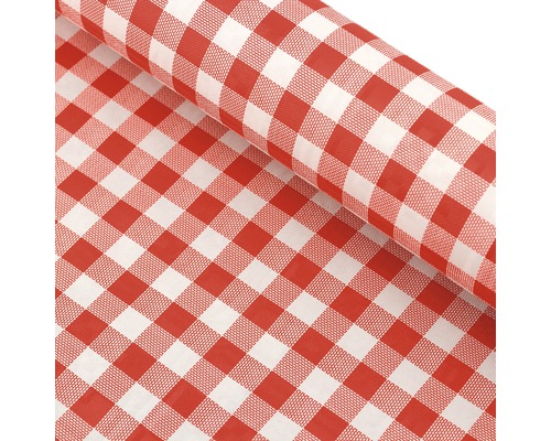 Papieren tafelkleed, geblokt rood en wit, 100 cm x 10 m