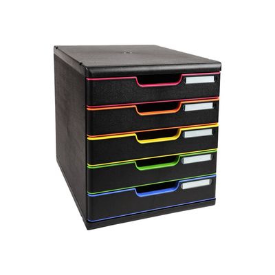 Exacompta Modulo - Module de classement 5 tiroirs - noir/arlequin