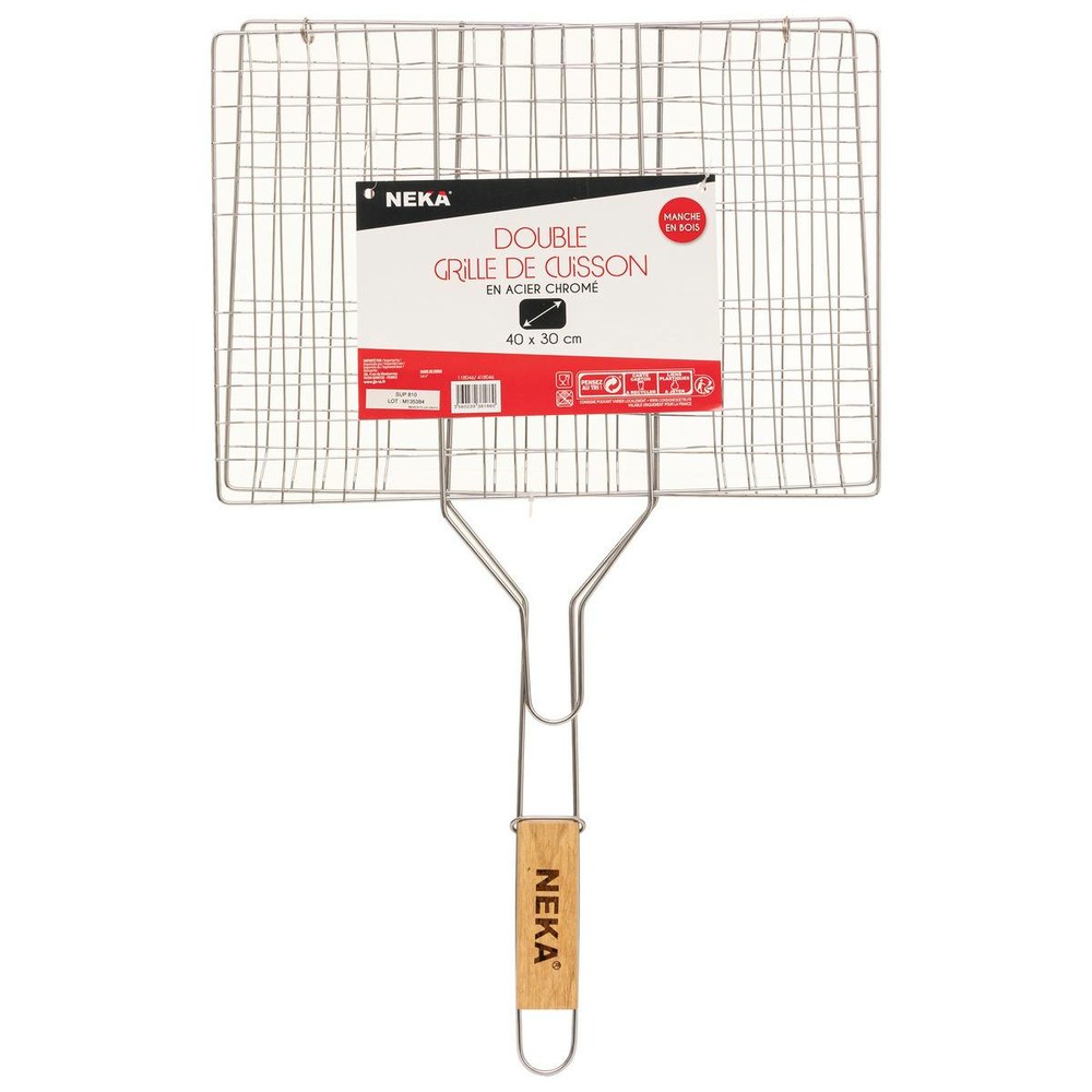 Grille de barbecue rectangulaire double 40x30cm