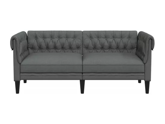 Canapé Chesterfield 2 places gris foncé tissu