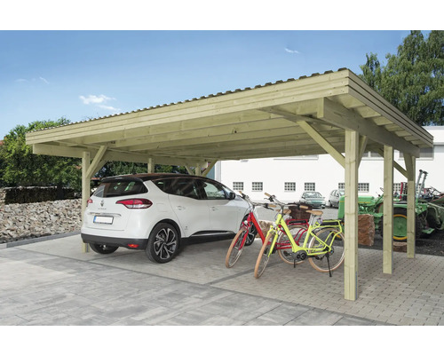 Dubbele carport, grenen, maat 3, 604 x 504 cm, drukgeïmpregneerd